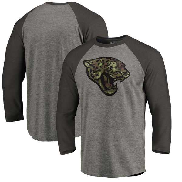 Jacksonville Jaguars NFL Pro Line by Fanatics Branded Black Gray Tri Blend 34 Sleeve T Shirt